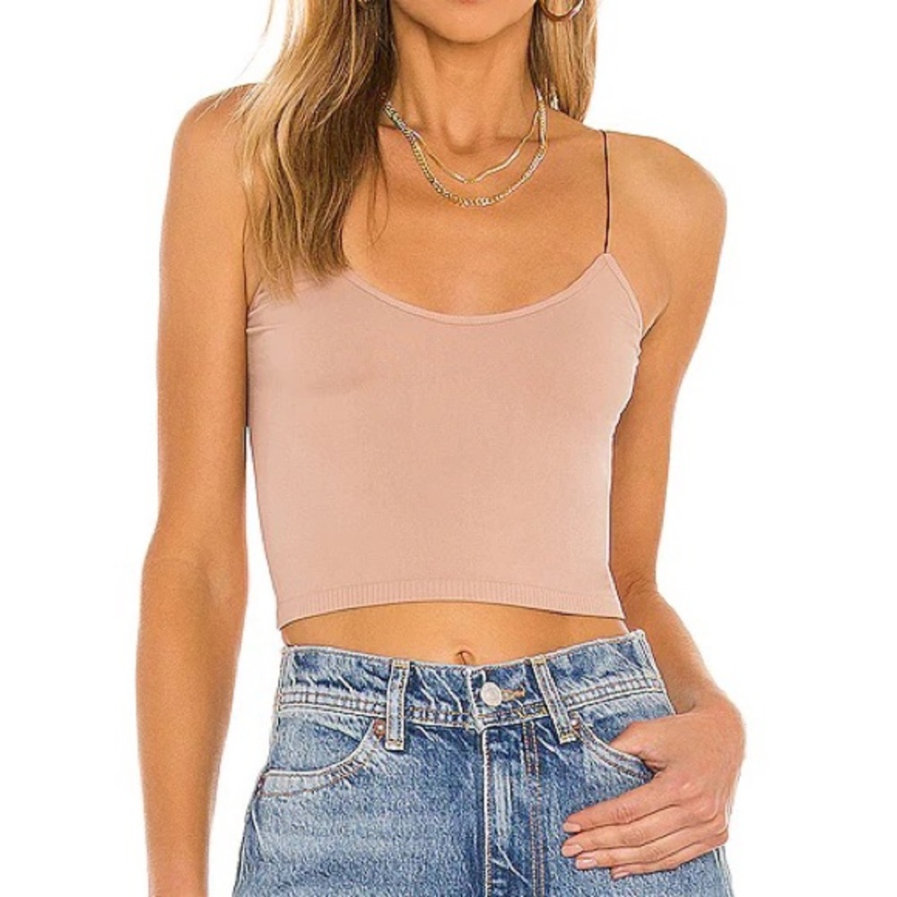 Free People Brami Skinny Strap Tank in Nude